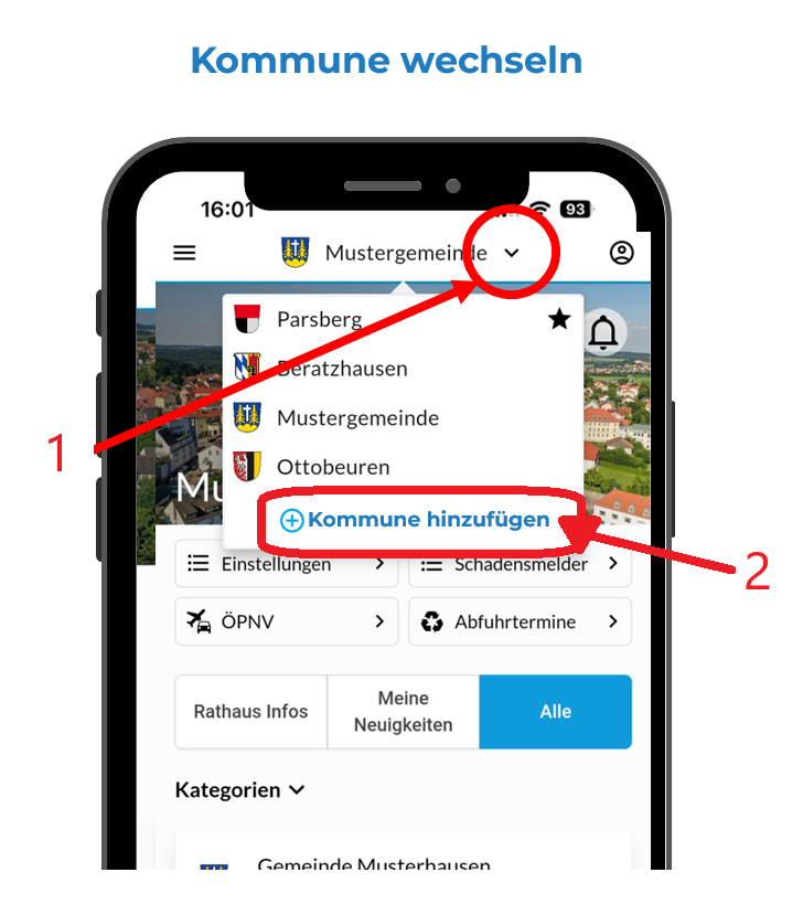 Kommune hinzufügen